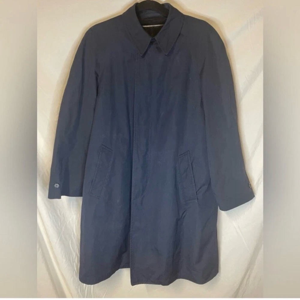 Vintage 1970's HARBOR MASTER Trench Rain Coat Wind Breaker Slate Blue Medium